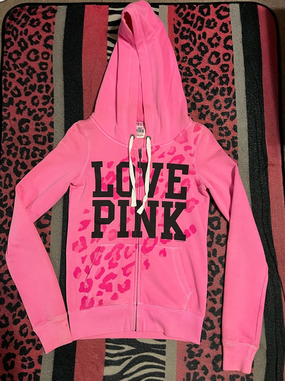 Vintage PINK Victoria's Secret leopard print zip up jacket